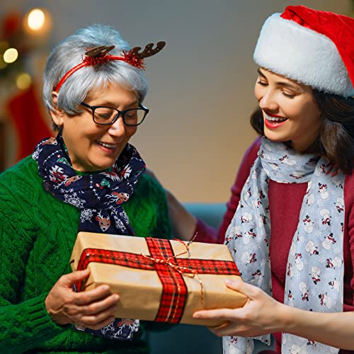 Tarpop 4 Pieces Christmas Sheer Scarf Xmas Santa Scarf For Women Soft Lightweight Snowman Scarves Red Green Thin Scarf For Holiday Supplies #TOP6