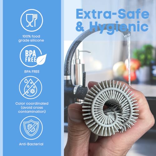 Image of Silicone Dish Sponge Dish Scrubber (Oval and Square) - Dual-Sided, Food Grade Silicone Sponges for Dishes and Housecleaning 2-Pack