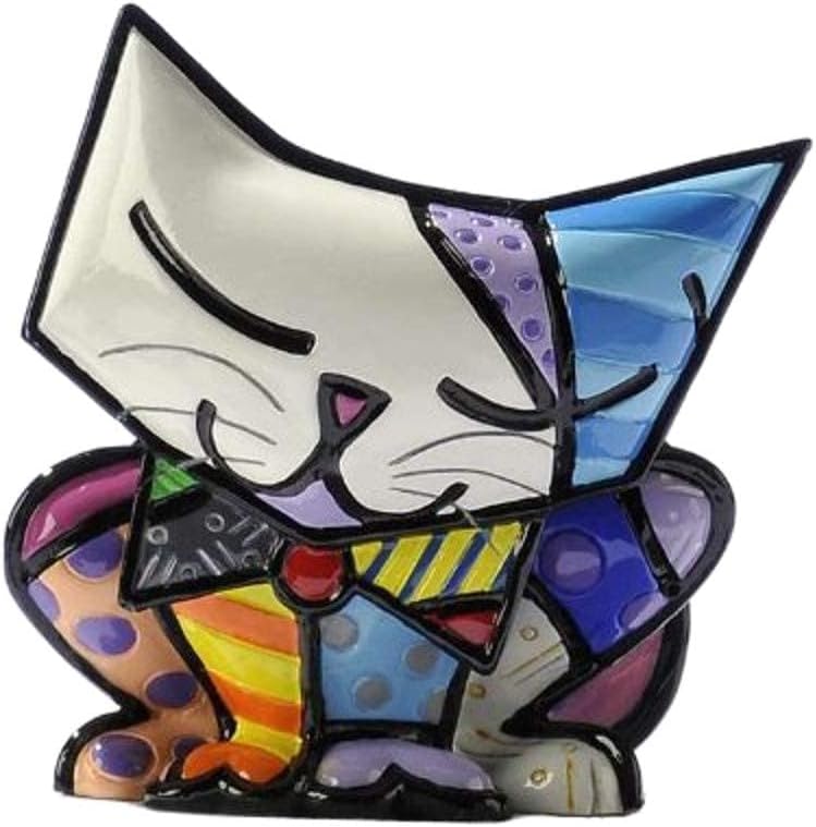 Romero Britto Giftcraft Mini Sugar Cat Figurine, Ceramic, Multi-Colour, One Size
