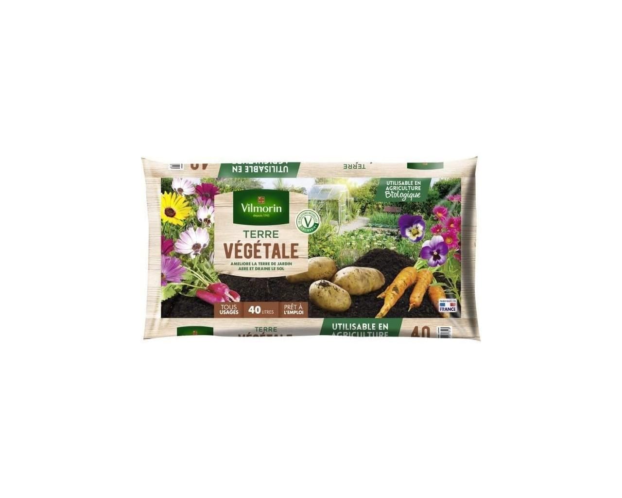 Terre Végétale Vilmorin 40 Litres - Amélioration Sol Jardin Et Pots