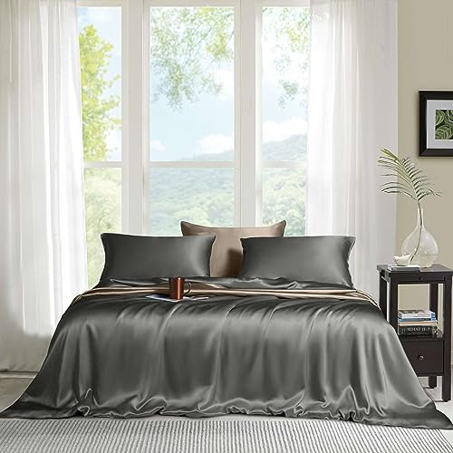 Image of Bamboo Sheet Set 3 Pc Organic, Natural, Softest, 400 Thread Count Cooling Like Silk (Twin XL, Charcoal Grey)
