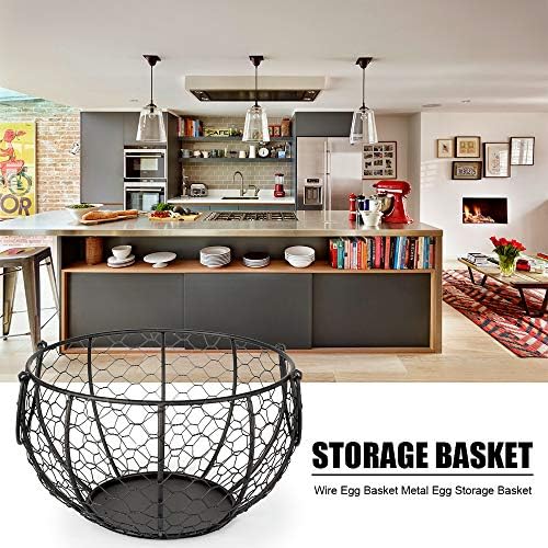 LOKOER Wire Egg Basket Metal Egg Storage Basket with Handles Chicken Eggs Holder Organizer Fruit Food Organizer for Kitchen Farmhouse