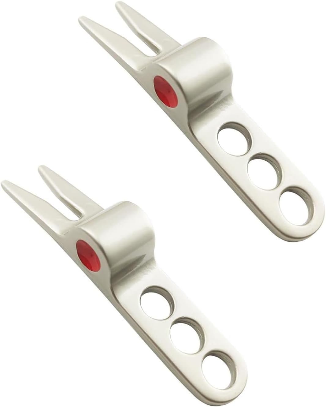 2Pcs Silver Golf Divot Repair Tool,Portable Golf Green Divot Fork Tool,Golf Ball Fork Pivot Divot Repair Tool,Compatible for Divot Tools On-Course Accessories