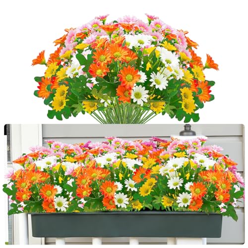OMIGA 8 Bouquets Fleurs Artificielles Bouquet de Marguerites Artificielles Fleur Résistant Aux UV Plantes Exterieures pour Fenêtre Boîte à Suspendre la...