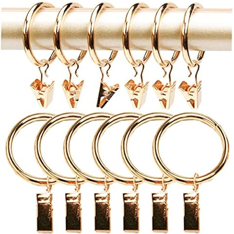 Biluer 20PCS Vorhangringe mit Clips Gardinenringe Vorhangringe Aus Metall Fur Vorhang Fotos Home Dekoration Eisen Gold Schon Und Praktisch 35 mm Innendurchmesser Fur Kleiner Als 28mm Stangen Cover