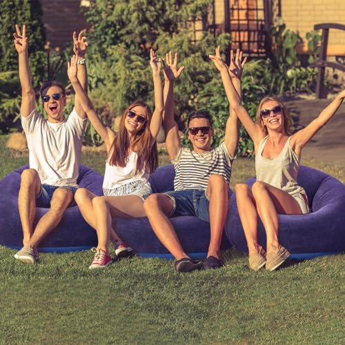 Image of Realspring Inflatable Bean Bag Chairs Outdoor Blow up Camping Chairs Inflatable Lazy Sofa Folding Portable Bean Bag Loungers Couch for Movie Night(Blue,4 Pcs)