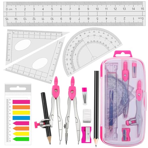 Akuoly Sets de Geometría Compases Matemáticas para estudiantes con transportador para Escuela