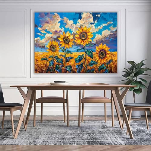 Tableau paysage de tournesol 80x120cm sans cadre impression haute definition