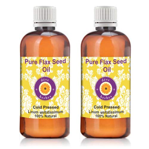 Huile de graines de lin pure Deve Herbes pressée à froid de qualité thérapeutique 2x100ml