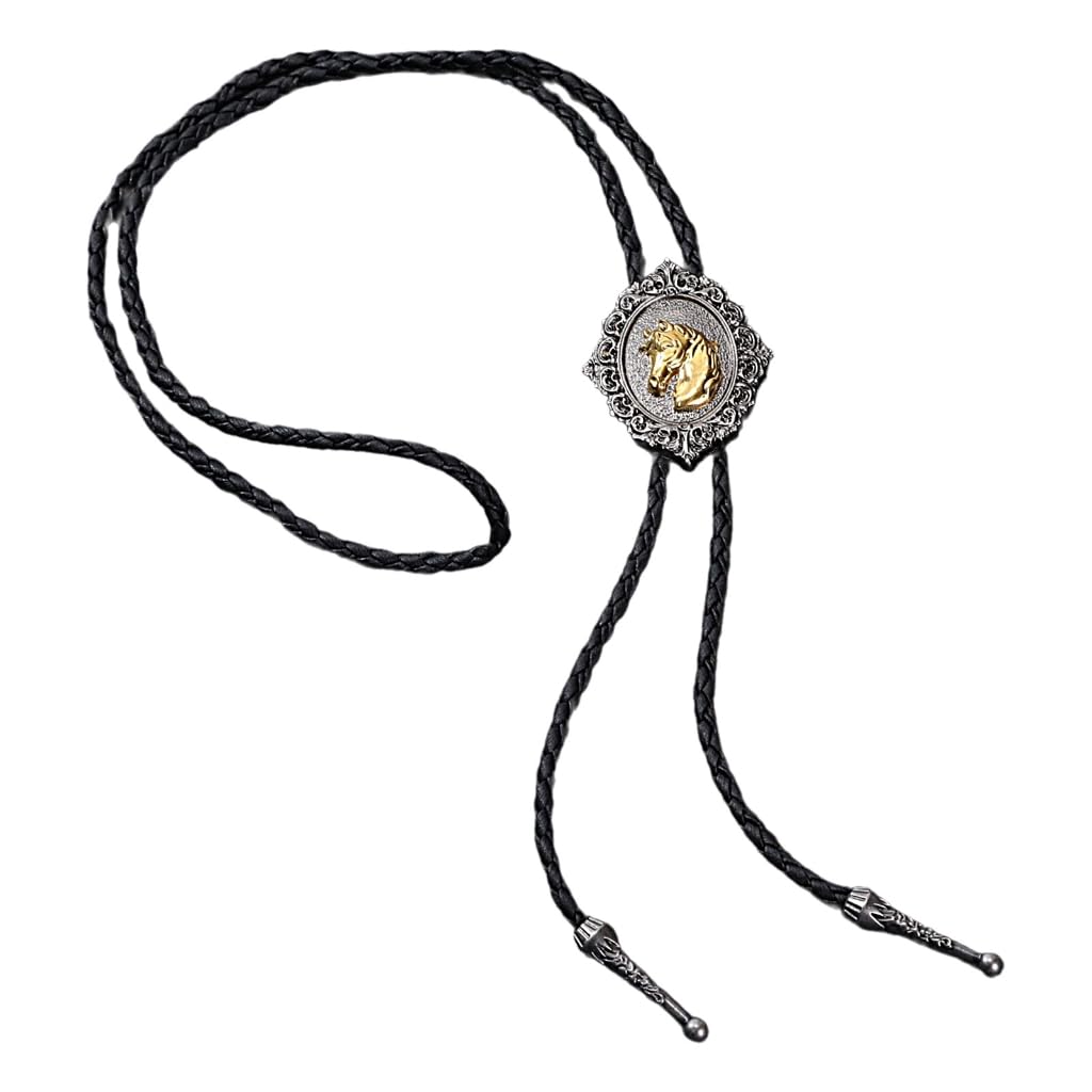 Cravatte da Cowboy, Collana con Ciondolo Forma di Distintivo Mucca e Cavallo