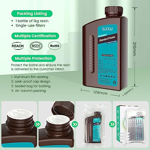 Sunlu SLUS-RESIN-GY-1KG-UPGRADE 3D Printer Resin, 1Kg Fast Curing Standard 3D Resin thumb #6