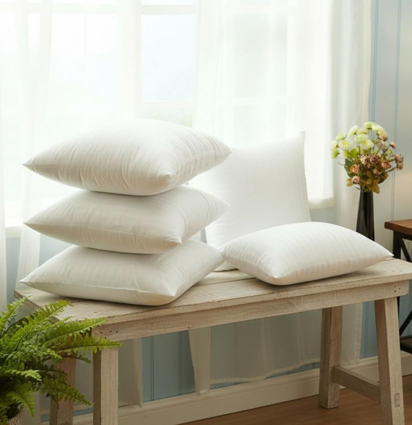 Image of Sleepy Night Reliance Fiber Cushion Filler | 16x16 Inch Set of 5 | Soft & Fluffy | Vacuum Packed | for Sofa & Bed