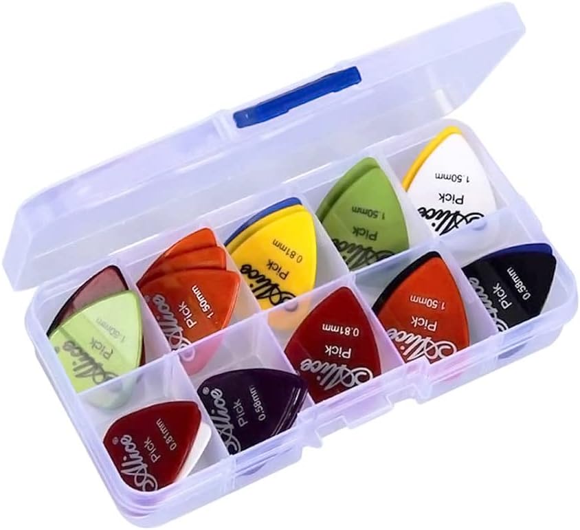 Lahviuu Guitar Picks, 30 Pcs Assorted Thickness (0.58mm, 0.71mm, 0.81mm, 0.96mm, 1.2mm, 1.5mm), Celluloid