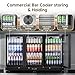 BODEGACOOLER Commercial Bar Cooler With 3 Glass Doors,12 Cu.Ft Counter Height Back Beverage Refrigerator,Display Bar Fridge with LED Lighting,Beverage Cooler for Beer Stainless Steel Top,With Casters