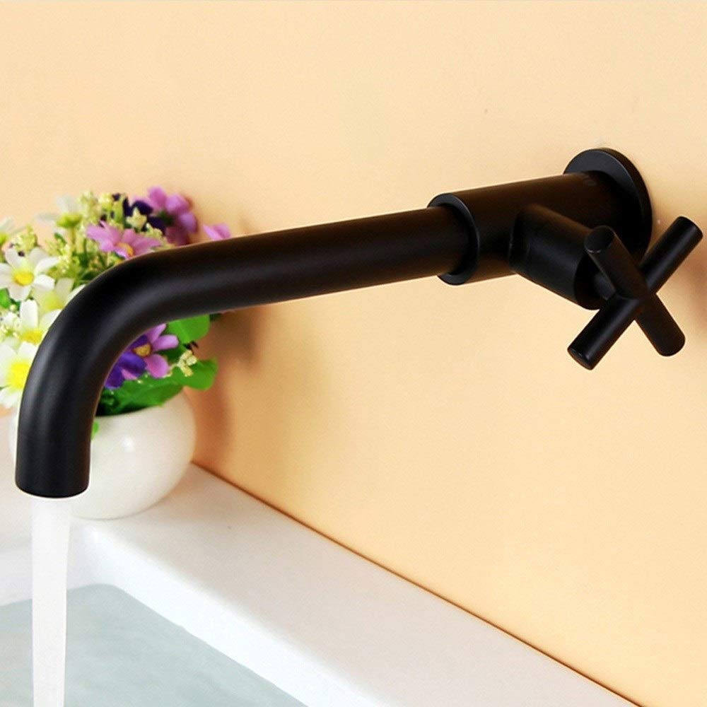 Grifos de Agua, grifos de Grifo Defensa Negra Salpicaduras en la Pared Trapeador Alargado Grifo para Piscina Grifo de Agua Baño frío Individual Fuera de la Pared Trapeador de Cobre para el hogar