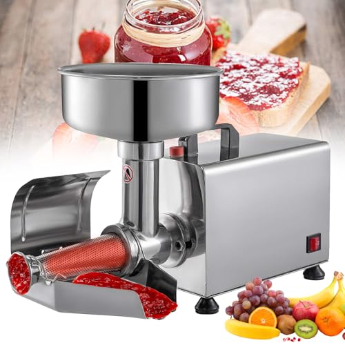 Cplsntaeam Colador de Tomates eléctrico, exprimidor de Alimentos eléctrico de Grado Comercial con tolva de alimentación Extragrande de 225mm para Salsa de Tomate, Fresa y arándanos, fácil de Limpiar