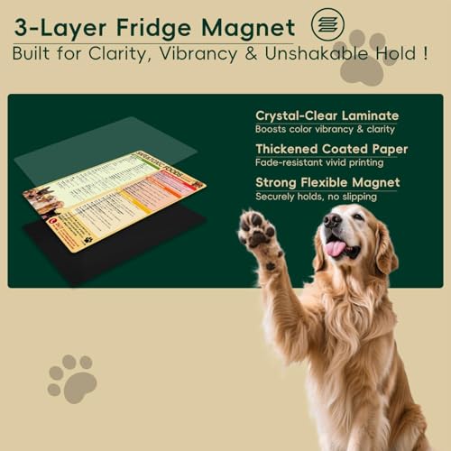 Tabla de alimentos para perros guía de nutrición imantada e impermeable para nevera de cocina 6
