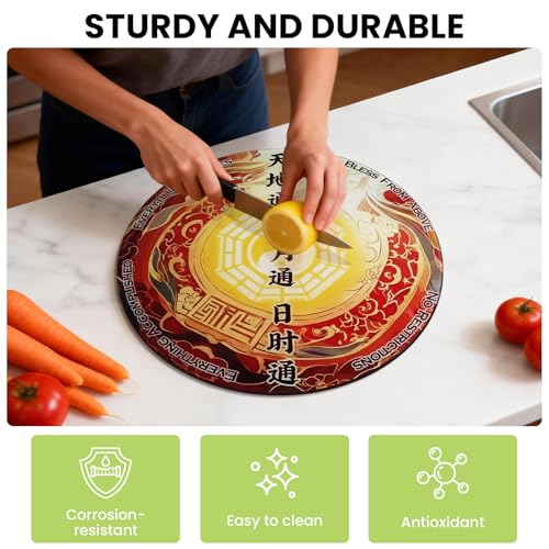 Tabla de cortar redonda de vidrio templado DHARANA kitchen 12 pulgadas miniatura 2