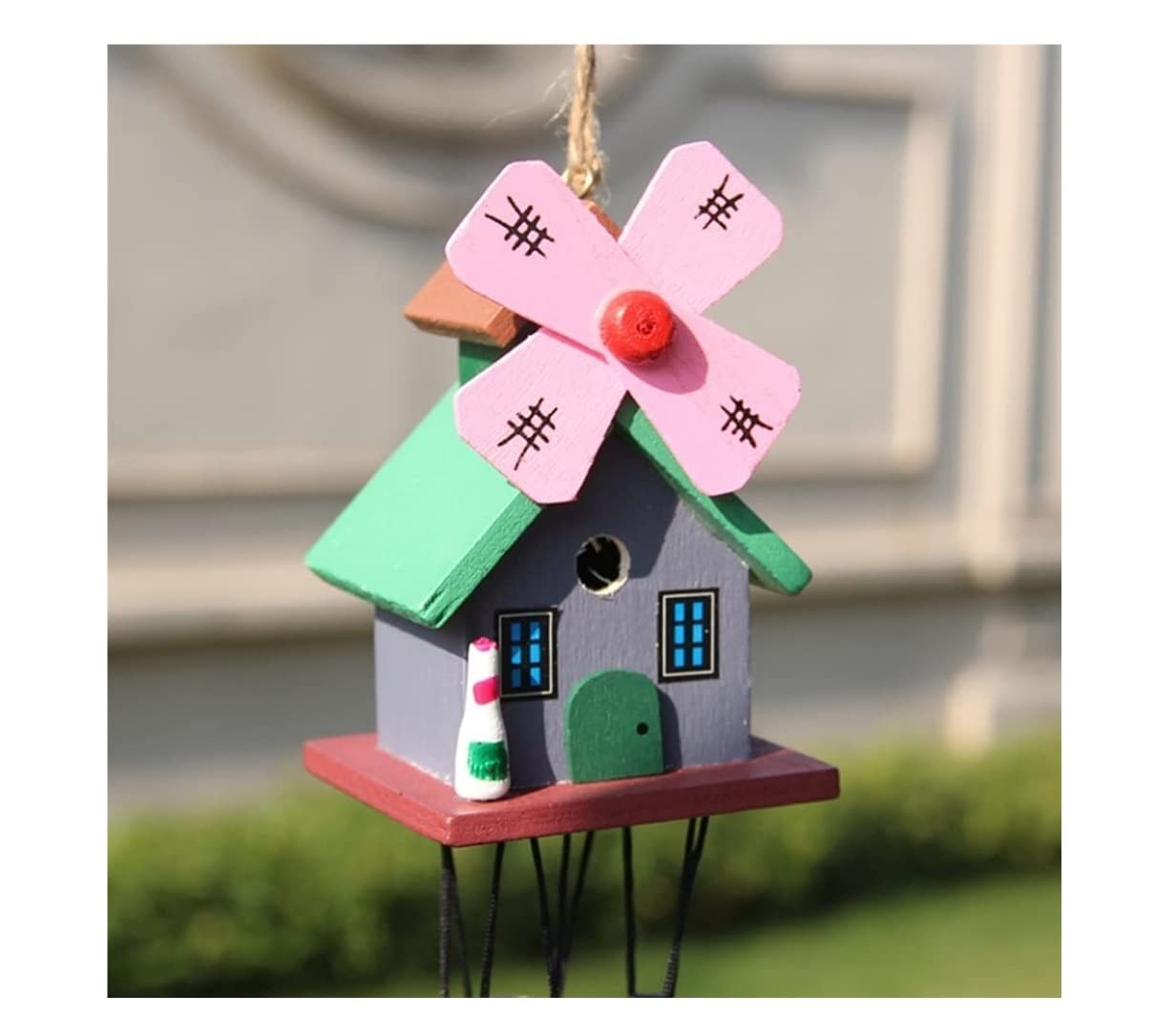 Scacciapensieri Campane A Vento Campanelli Eolici A Forma di Casa Campanelli Eolici in Legno per Ornamenti Colorati per La Camera da Letto Campanelli Eolici per Giardino(Pink)