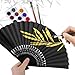 JOHOUSE 12 Pcs Black Hand Fans for Line Dancing Bulk, 8.3 Inch Paper Fans Handheld Foldable for Women Wedding Bridal Shower Tea Party Chinese Fiesta Decoration Party Favors Bags for Gifts Goodies