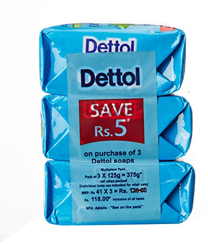 Image of Dettol Cool with Crispy Menthol Soap, 125g (Pack of 3) Save Rs 5