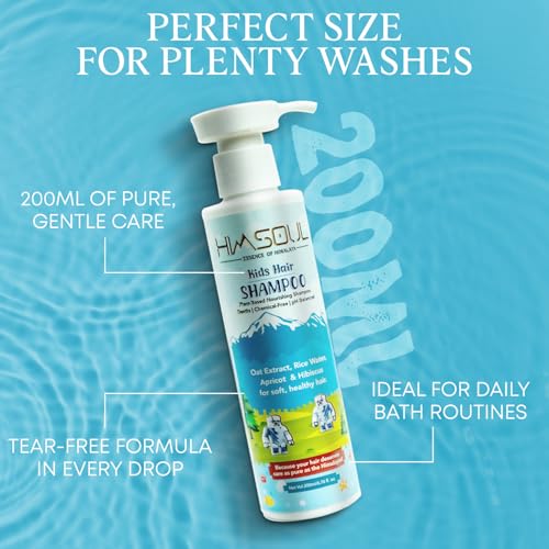Image of Kids Shampoo | Gentle Foaming Hair Cleanser with Rice Water Oat & Hydrolyzed Rice Protein | Enriched with Apricot Kernel Oil Aloe Vera & Hibiscus | Paraben-Free Daily Shampoo | Includes Fun Cut & Glue Toy | 200 ml (5+ Years)