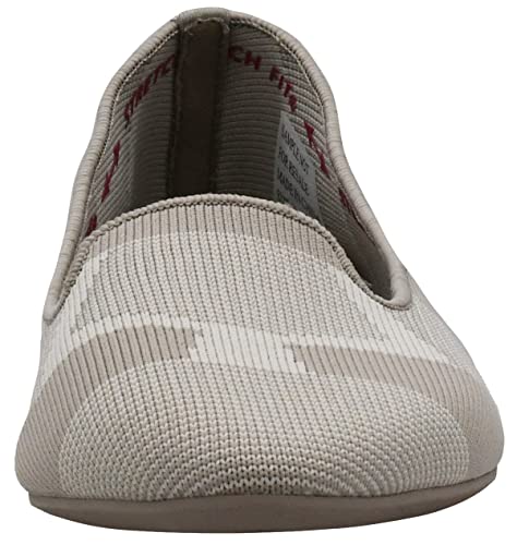 Skechers Women's Cleo-Sherlock-Engineered Knit Loafer Skimmer Ballet Flat, Dark Taupe, 8 M US