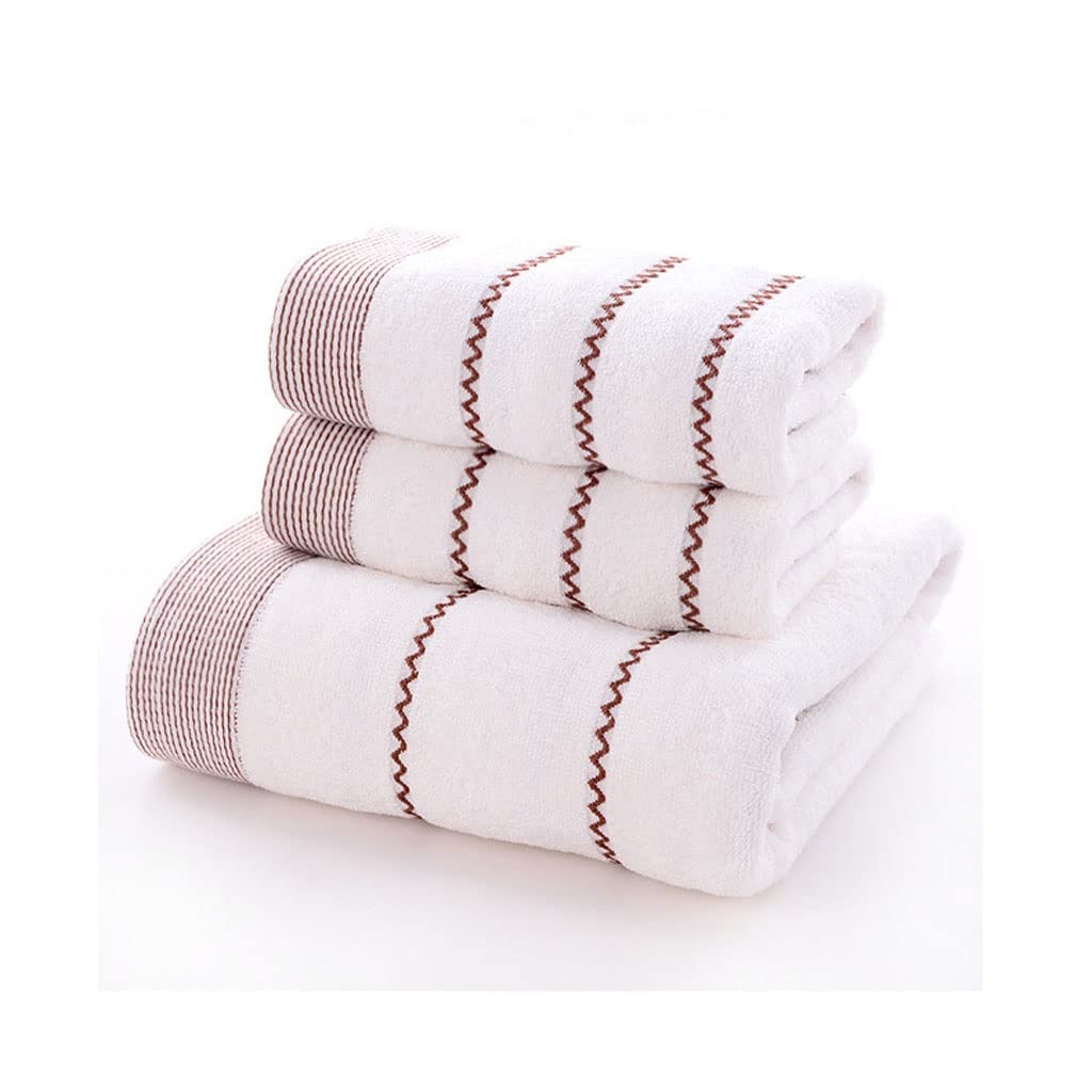 Quick Dry 3 Piece Cotton Towel Set 1 Bath Towel 2 Hand Towels for Women Adults Solid Color