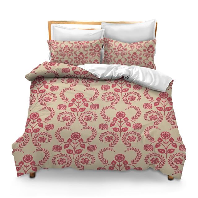 Drucon Set Copripiumino Matrimoniale Floreale 3 Pezzi – Morbida Microfibra Rosso E Nero (228x240 Cm)