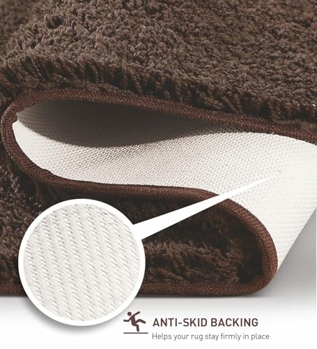 Image of Obsessions Ultra-Absorbent Quick-Dry Bath Mat | 1400 GSM Polyester | Soft, Non-Slip & Fast-Drying Bathroom Rug for Safety & Comfort | 40 x 60 cm | Chocolate