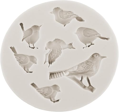 Miniatura 3 de MYPRACS Molde de silicona para fondant de pájaro de rama para decoración de tartas, decoración de cupcakes, caramelo y chocolate, polimero de