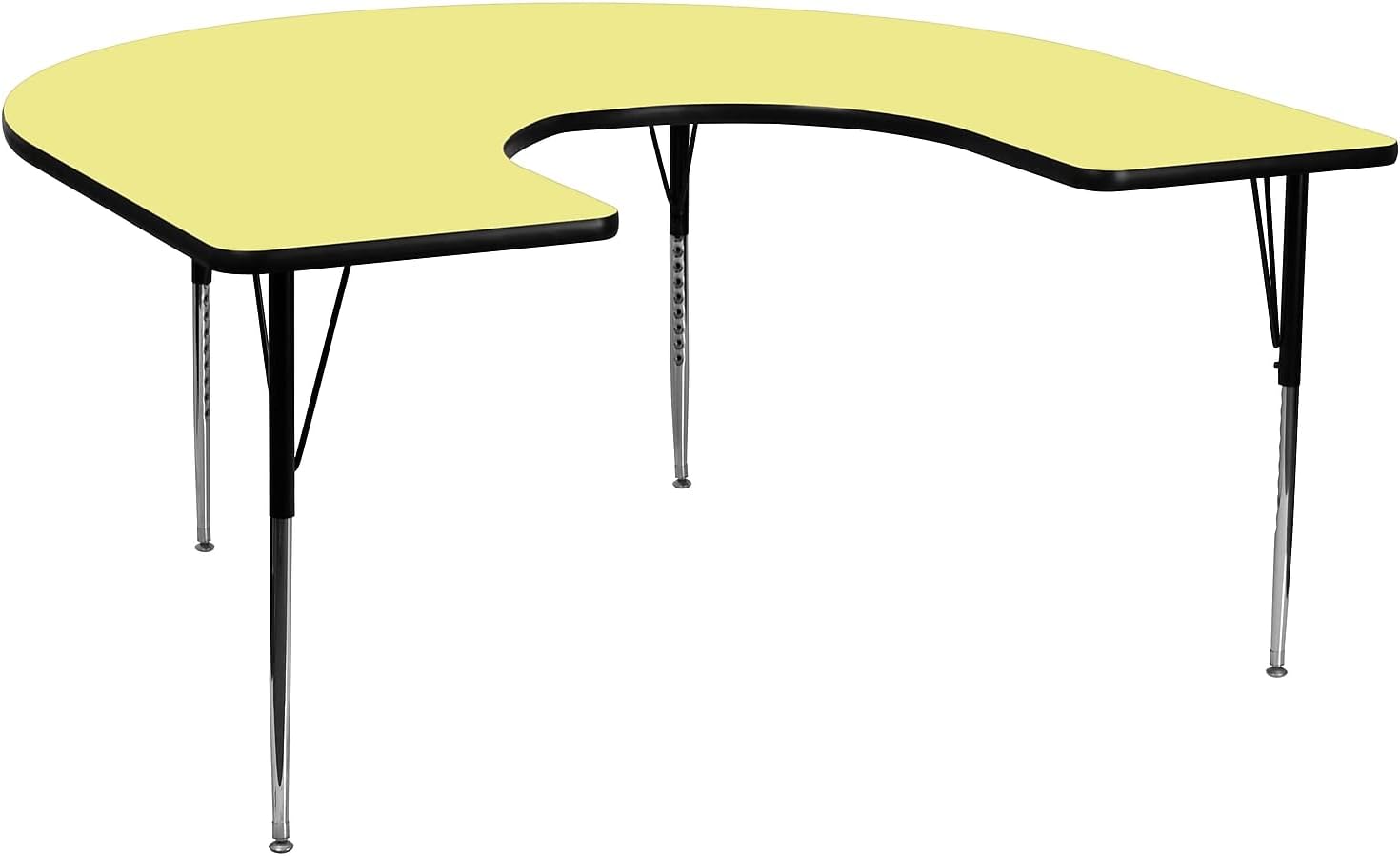 Flash Furniture 60''W x 66''L Horseshoe Yellow Thermal Laminate Activity Table - Standard Height Adjustable Legs