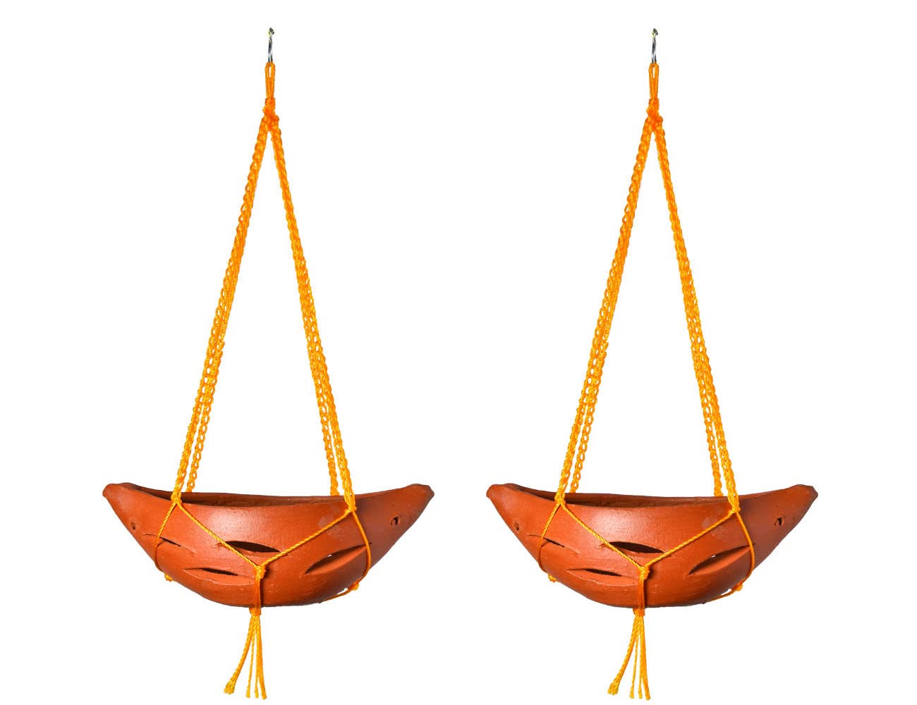 Frills & Colours Orchid Hanging Clay Planter/Flower Pot for Indoor and Outdoor Home Decor/Balcony with Hanging Rope-Pack of 2 pots (B09P45RNST) Amazon Price History, Amazon Price Tracker