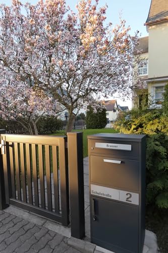 Metzler Edelstahl Briefkasten mit Paketbox in Anthrazitgrau