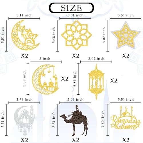 38PCS Ramadan Mubarak Decorations Umrah Mubarak Hang Swirl Star Moon Lantern Decor Sign for Eid Festival Muslim Islam Party Decoration Supplies - Image 4