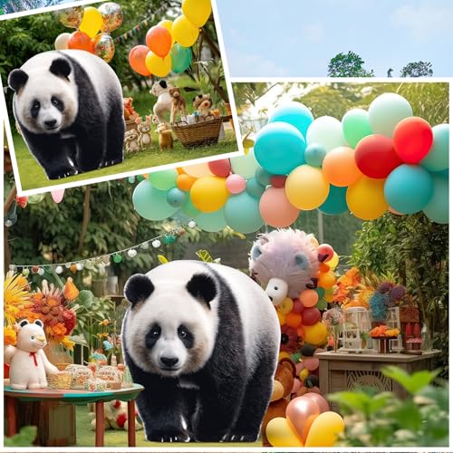 Image of Geelin 5ft Panda Cardboard Standup Cutout Life Size Jungle Safari Animal Theme Party Backdrop Photo Prop Stand up for Zoo Safari Jungle Themed Birthday Party Decoration Supplies