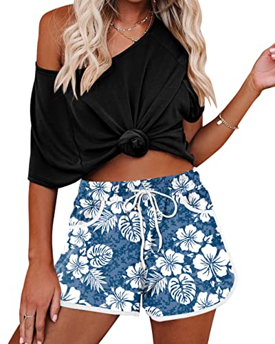 Image of For G and PL Women Summer Floral Beach Boardshorts with Pockets Swim Trunks