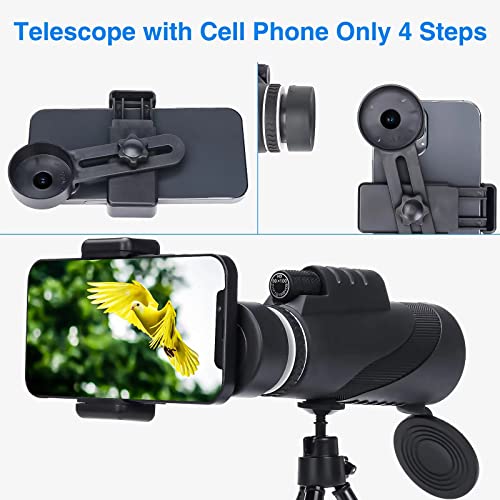 80X100 High Power Monocular Telescope, Amesedak Compact & Portable High Definition Monocular For Adults With Low Night Vision, High Powered Telescope With Smartphone Adapter #TOP6