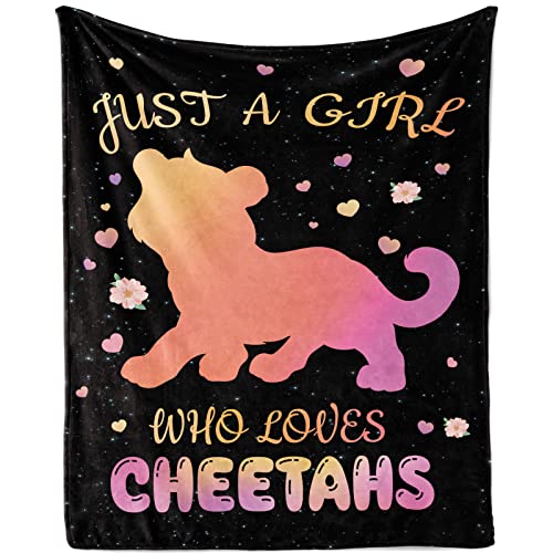 TUTUXMA Just A Girl Who Loves Cheetahs Blanket Kid Cheetah Throw Blanket GiftCheetah Lovers Super Soft Cozy Lightweight Flannel Fleece Cheetah Blanket ThrowSofa Couch,100x130cm Black Cheetah TBC-0021