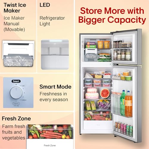 Image of LG 251 L, 1 Star, Frost-Free Smart Inverter Double Door Refrigerator with Smart Mode (GLT2516WWPZ, Shiny Steel, Multi Air Flow Cooling with Max Fresh Zone, 2026 Model)
