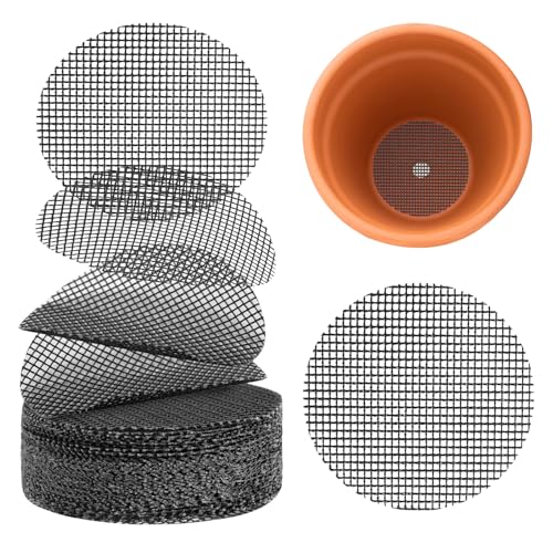 Taefuwr 100PCS Bonsai Pot Bottom Grid Mat Mesh,2-Inch Round Flower Pot Drainage Covers, Round...