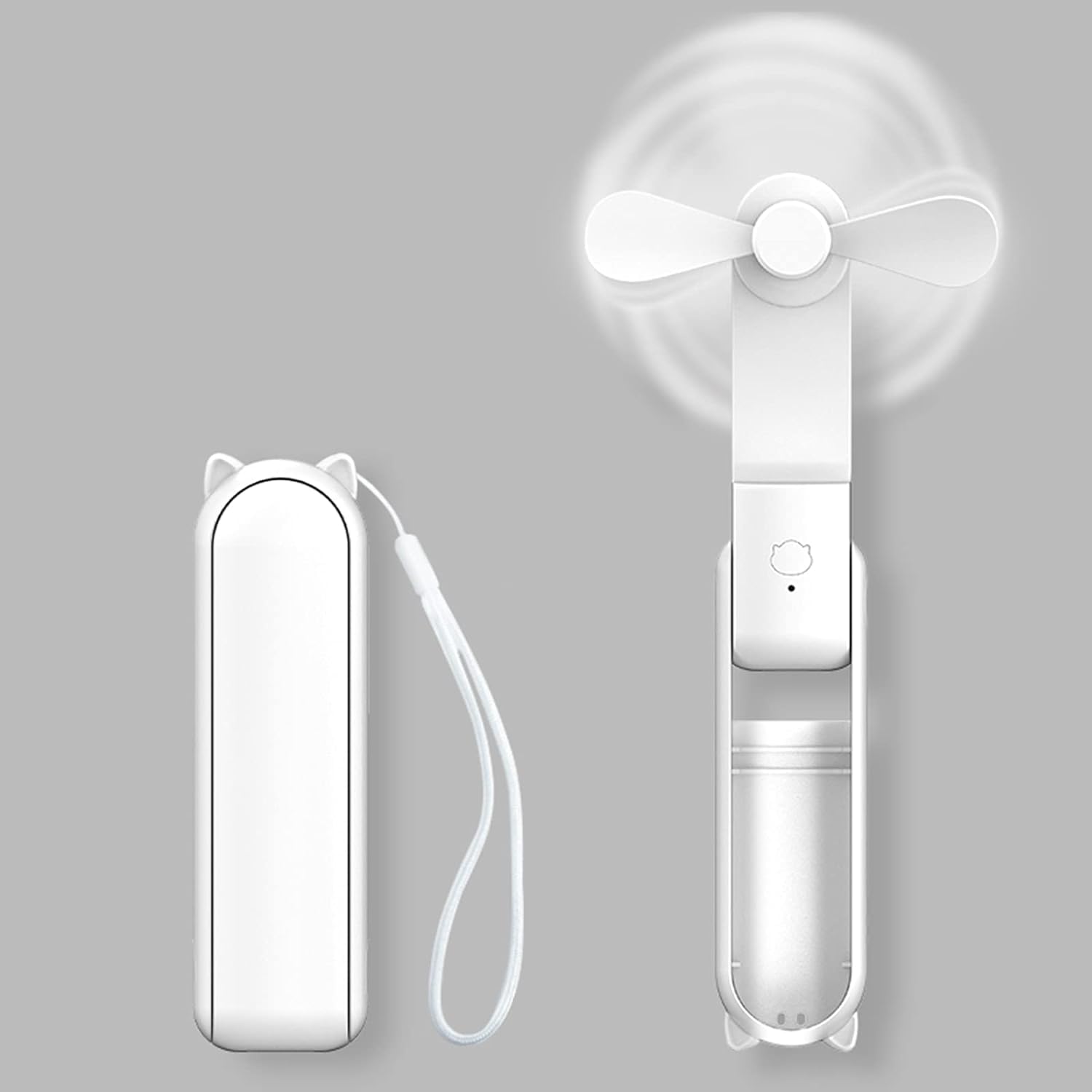 Ozoy Handheld Mini Fan, Portable Foldable Fan with Power Bank, USB Rechargeable Small Pocket Fan, Battery Operated Personal Fan with 3 Speeds for Women Outdoor Travel (WHITE)