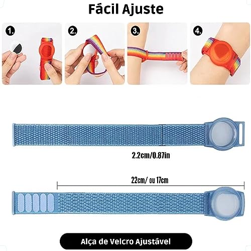 Pulseira para Airtag Infantil Adulto Idosos Crianças Nylon Respirável Rastreador Localizador Tag Cap