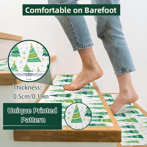 Peldaños de escalera de madera con alfombras de 8x30 pulgadas 4