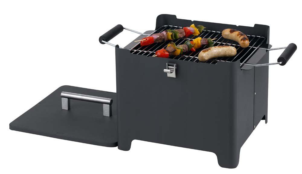 tepro Holzkohlegrill Chill&Grill Cube anthrazit, Grillfläche: ca. 31,5 x 31,5 cm