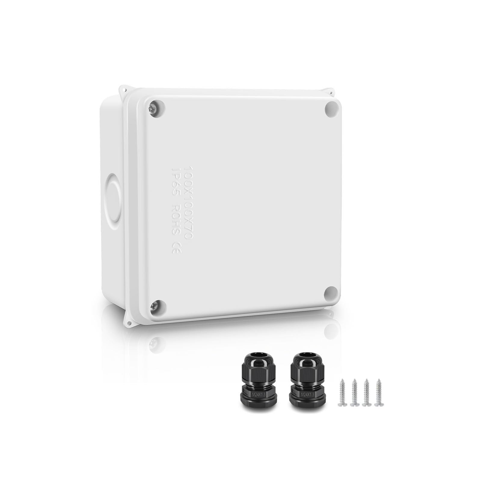 Nineleaf Waterproof Junction Box,IP65 Weatherproof Electrical Project Boxes,3.3 x 2.8 x 2.3 inch,Universal PVC/ABS Plastic Project Enclosure Box,White