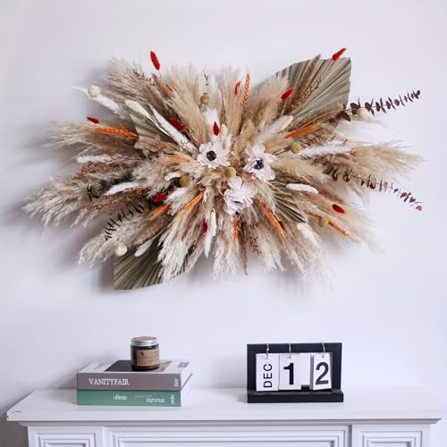 YN HI FLOWER Elegant Boho Wedding Arch Decor - Natural Pampas Grass & Eucalyptus Dried Flower Arrangement for Valentine's Day, Rustic Farmhouse Weddings & Special Occasions
