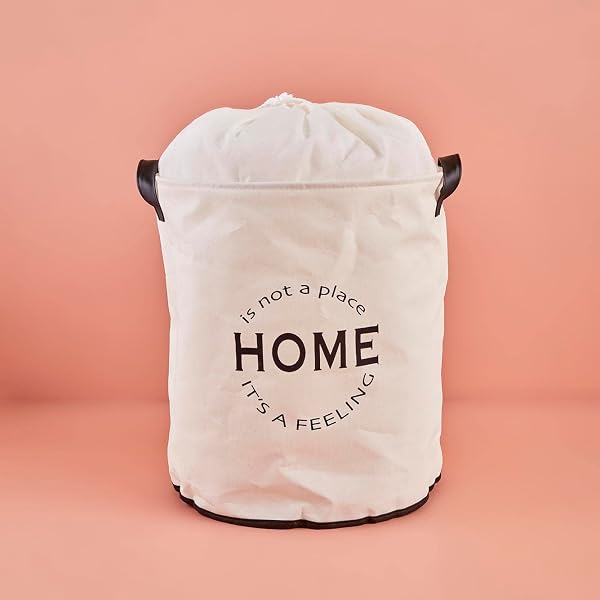 BELLA MAISON Sunshine Yazılı%70 Polyester%30 Pamuk, Su Geçirmez Tabanlı Çamaşır Sepeti, Çok Renkli, 36x40 cm