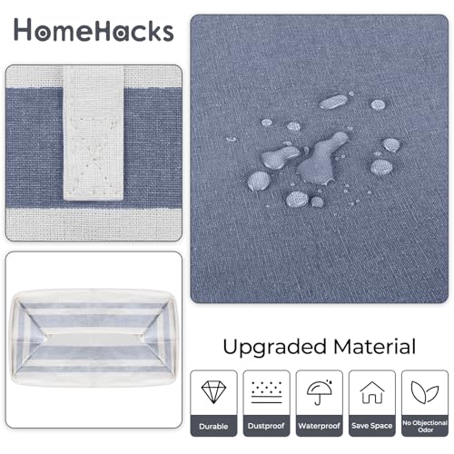 HomeHacks 2-Pack Large Laundry Basket, Waterproof, Freestanding Laundry Hamper, Collapsible Tall Clothes Hamper with Extended Handles for Clothes Toys in the Dorm and Family (Blue, 100L)