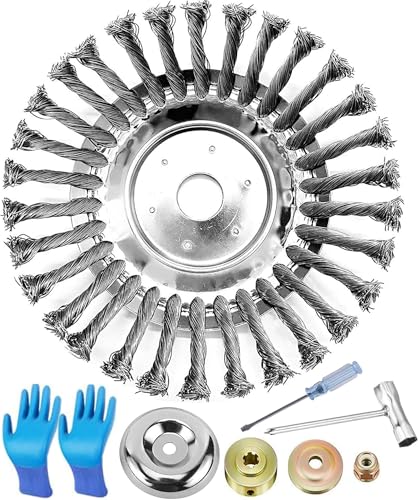 Desbrozadora de alambre metálico, cepillo de deshierbe profesional para desbrozadora, diámetro de 25,4 mm, para hierbas silvestres, para un desespumado eficaz, 10 pulgadas